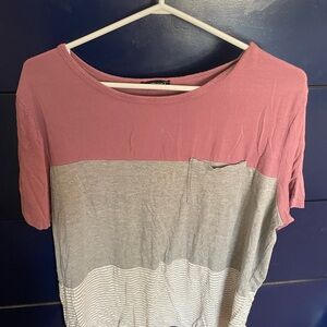 HEIMISH USA Pink and Gray Color Block Tee